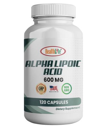 Healthlife Alpha Lipoic Acid (ALA) 600mg Per Serving - 120 Vegetable Capsules - 60 Servings - Non-GMO & Gluten Free