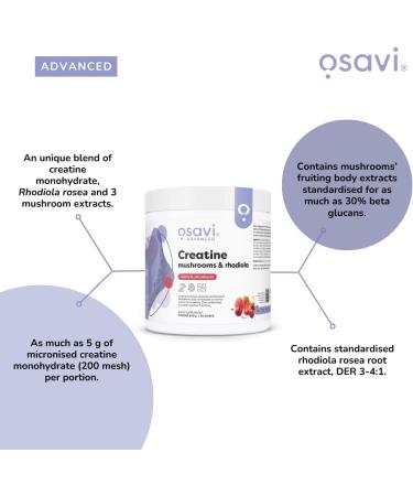  OSAVI Osavi Creatine Mushrooms & Rhodiola Cherry & Strawberry - 300g - Buy Online on GoSupps.com