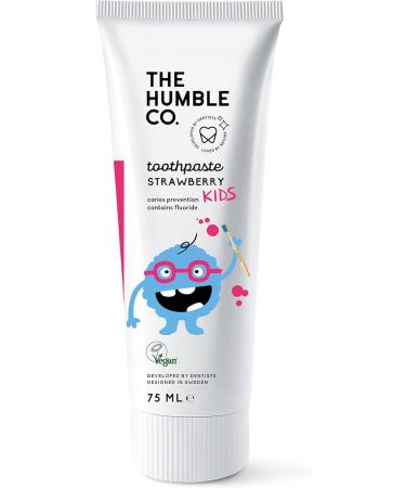 The Humble Co. Natural Fluoride Toothpaste for Kids (1 x 75ml) | Strawberry | Eco-Friendly Vegan Dentist Approved - Prevents Bad Breath Cavities & Plaque - Buy Online on GoSupps.com