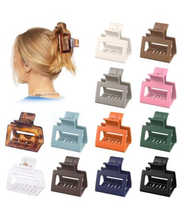 Tisenla 12 Pack Small Hair Claw Clips for Thick Thin Hair 2 Medium Hair Clips for Women Girls Non-slip Hair Styling Accessories