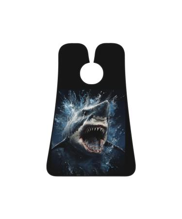 cute shark Print Beard Bib Apron Non-Stick Beard Men's Hair Catcher for Shaving Gifts for Men. One Size Black3