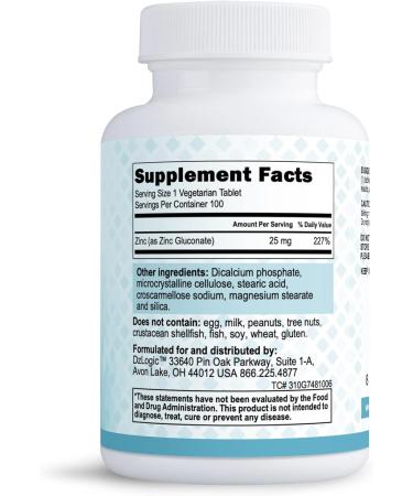 Dr. Dzugan's Advanced Zinc Gluconate Formula - 100 Tablets 25mg | Non-GMO, GMP Certified, Gluten-Free, Vegetarian - Supports Immune Function - Buy Online on GoSupps.com