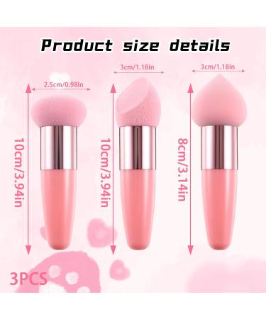 Pink Mushroom Makeup Sponges - Set of 3 Dual-Use Blending Sponges for Foundation, Concealer, and Powder - Wet and Dry Beauty Blender with Handle - Buy Online on GoSupps.com