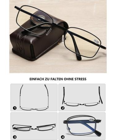 Lanomi Foldable Varifocals Reading Glasses for Men & Women - Self-Tinting Photochromic Multifocus with Flashing Light Filter - Black - Includes Case - 2.0x - Buy Online on GoSupps.com