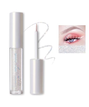 Liquid Glitter Eyeliner  Colored Eyeliner Metallic Shimmer Glitter Eyeshadow Liner Mermaid Star Flash Eyeliner Liquid  Pearlescent Colored Eyeliner Stickers Waterproof Long Lasting for Women Eye Makeup (04 Colorful Sequ...