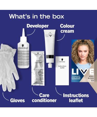 Schwarzkopf LIVE Intense Colour B16 Honey Blonde Permanent Hair Dye Blonde Hair Colour for Lightening and Colouring in 1 Simple Step Honey Blonde 100 g (Pack of 1) - Buy Online on GoSupps.com