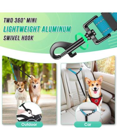 SlowTon Double Dog Leash Coupler No Tangle 360 Swivel Dual Leashes for Walking 2 Dogs Adjustable Length Reflective Splitter Leash for Training Small Dogs (Black&Teal) For Small Dogs C-black&teal - Buy Online on GoSupps.com