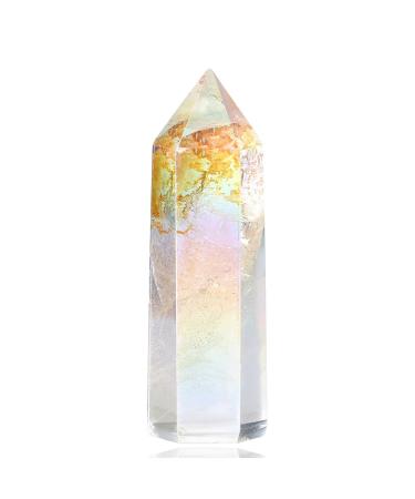 Xiannvxi 2 "White crystals healing crystal wall gemstones stones tower natural hexagonal point rods meditation energy therapy stones white crystals 2 inches