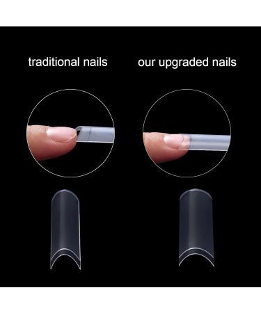 500pcs XL Clear Half Cover Square Nail Tips for Nail Salons and Home DIY Nail Art - Long Acrylic Straight False Nails - Buy Online on GoSupps.com