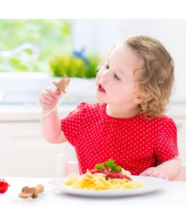 Vicloon Baby Fork and Spoon Set - 4Pcs Silicone Self-Feeding Utensil for Toddler Cutlery Kit - Easy Grip Weaning Spoons for Infant & Children in Orange-Pink - Buy Online on GoSupps.com
