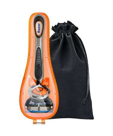 Enerfort Razor Case Compatible with Gillette Proglide Fusion Men's Razor, Razor Travel Case with Carrying Bag for Manual Razor - Orange