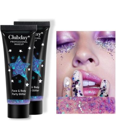 2 Pack Glitter Gel - Chunky Sequin Face Hair Nail & Lip Shimmer for Festival & Party Makeup - Long Lasting Eye Shadow - Buy Online on GoSupps.com
