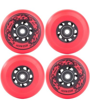 AOWISH 80mm Inline Skate Wheels 4-Pack - Outdoor Asphalt Formula 85A Replacement Wheels with ABEC-9 Bearings and Spacers (Red) - Buy Online on GoSupps.com
