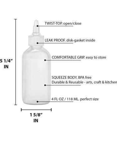 BRIGHTFROM Twist Top Applicator Bottles 4 oz - Pack of 2 | Refillable Squeeze Plastic Bottles for Multi Purpose Use - Buy Online on GoSupps.com