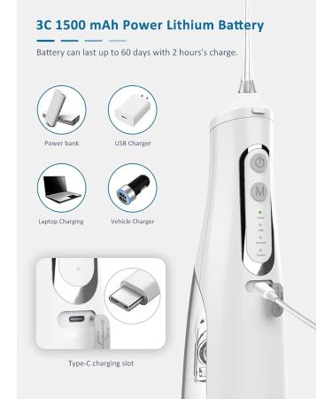 USB Rechargeable 4 Speed Water Flosser - Portable Teeth Cleaner for Home & Travel | Removes Tartar & Stains - Buy Online on GoSupps.com