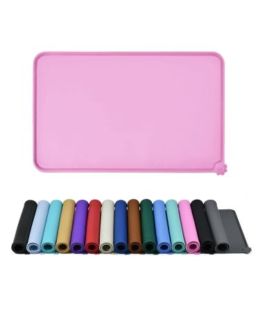 Reopet silicone feed mats for pets - waterproof dog and cat space mats with elevated edges - dog and cat bars - choose sizes 71 x 45 cm (1 Pack) pink