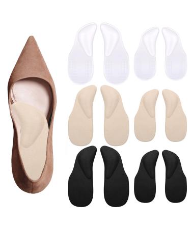 ZYNERY 6 Pairs Foot Arch Supports Arch Support Inserts Plantar Fasciitis Arch Support Gel Arch Support Inserts for Women & Men Foot Arch Support for Flat Feet Sandals Sports Shoes (S/L)
