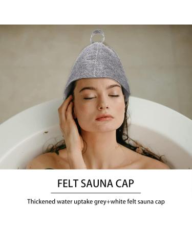 Premium Gray & White Sauna Cap for Men & Women - 2-Piece Felt Sauna Hat Set | Saunahut - Buy Online on GoSupps.com