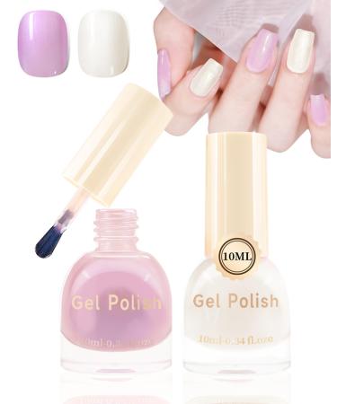 Holographic Aurora Shimmer Nail Gel Glue Polish 2Pcs Long-Lasting Chrome Mermaid Gel Polish Pink Milk Pearl White Iridescent Glitter Pearlescent Glossy Colored Trendy Nail Gel Polish DIY Gift-127+327 Pink Milk +Pearl White