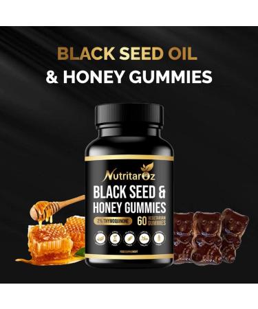 Black Seed Oil & Honey Gummies with 2% Thymoquinone - Immune Support & Antioxidants - 60 Vegetarian Gummies - Gluten-Free - Nutritaroz - Buy Online on GoSupps.com