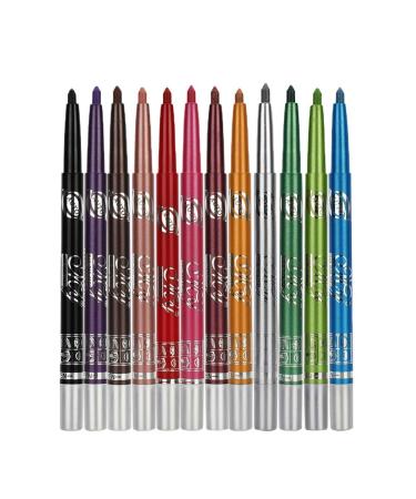 Eyeliner Pencils - 12 Colors Retractable Eye Makeup Liners for Women, Easy Apply Colored Eyebrow Pencil Waterproof Soft Crayon Eye Shadow Set by “wonder X”