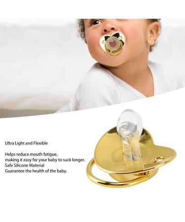 Heart Shape Baby Pacifier with Shiny Rhinestones | Soft & Light for Newborn Girls (Gold) - International Shipping Available - Buy Online on GoSupps.com