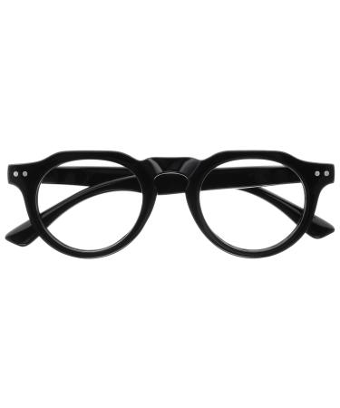 Opulize Rio Reading glasses with blue light filter - flattened frame - women & men - spring hinges - B53-1 +1.50 Magnification glossy black