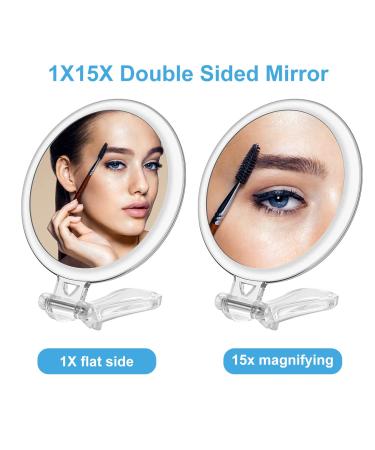 MGLIMZ 1X 15X Magnifying Makeup Mirror | Compact Double-Sided Folding Hand Mirror | Travel & Desk Vanity Mirror - Buy Online on GoSupps.com