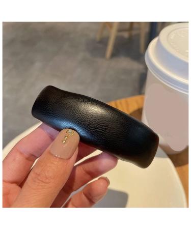 Hair Clips PU Leather Hair Clip Sponge Padded Barrette Solid Thick Hairpin Women Hair Snap Korean Style Headwear Blue Hair Clips (Size : Black 1)