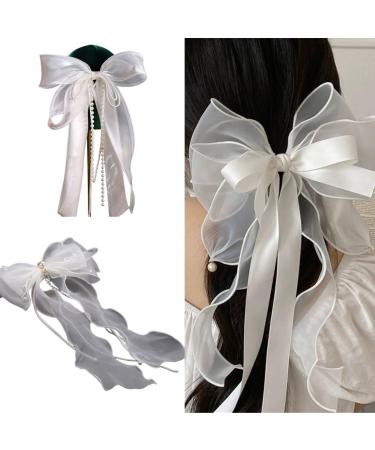 hgnxa Delicate Veil Hair Clip with Bowknot Beaded Add a touch of Sophistication to Your Hairstyle with Delicate Hair Clip - Buy Online on GoSupps.com