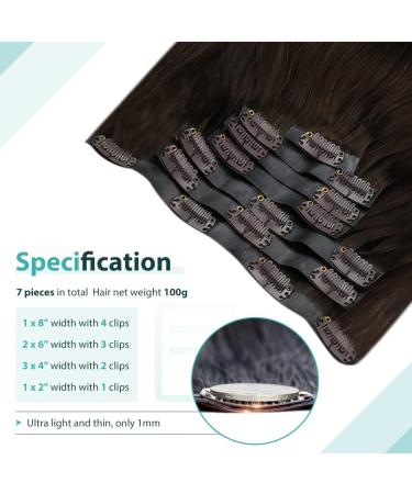 Moresoo Seamless Clip in Human Hair Extensions Darkest Brown #2 22 Inch 120g - Buy Online on GoSupps.com