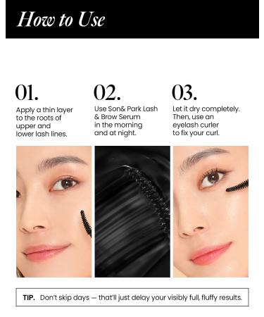 SON&PARK Lash Serum for Eyelash Growth and Thickness - Collagen Biotin Lash Boost for Lash and Brow - Mascara Effect Serum - 0.52 oz (Black) - Buy Online on GoSupps.com