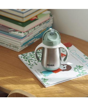 Beaba Stainless Steel Sippy Cup - Toddler/Baby Insulated Straw Cup with Handles (8.5 oz, Sage) - 8+ months - Buy Online on GoSupps.com