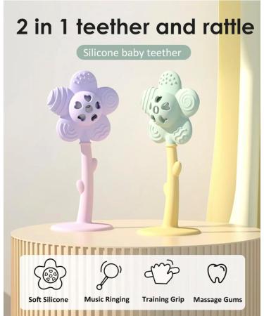 2 in 1 Teething Ring & Rattle - BPA-Free Silicone Baby Teething Toy (Pollen Pink Skin Pink) | Safe Durable & Fun - Buy Online on GoSupps.com