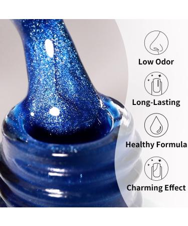 Cat Eye Gel Nail Polish 16ml - Sapphire Blue Holographic Glitter UV/LED Nail Art & DIY Manicure with Magnetic Stick - Buy Online on GoSupps.com