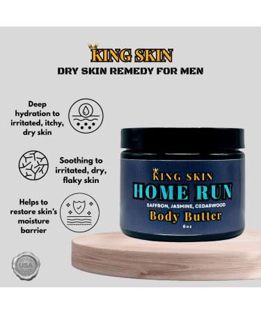 KING SKIN Home Run Body Butter I Infused with Fine Fresh Fragrance with notes of Saffron Jasmine & Cedarwood I Packed with Shea Butter & Avocado I Long Lasting Deep Hydration for Men I 6 oz - Buy Online on GoSupps.com