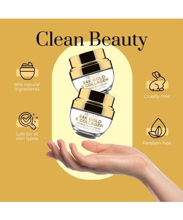 Clear Beauty 24K Gold & Collagen Face Moisturizer - Dermatologist Tested Anti Aging Korean Skin Care - Hydrates Firms Smooths For Youthful Skin - Vegan Clean Beauty - Duo Pack 24K Gold & Collagen (Day & Night Set) - Buy Online on GoSupps.com