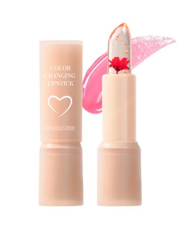 Flower Lip Balm - Color Changing Lipstick Jelly Lip Stain for Perfect Pink Shade  Unique pH Lip Balm for Your Lips  Clean & Vegan Flower Balm (Red Flower)