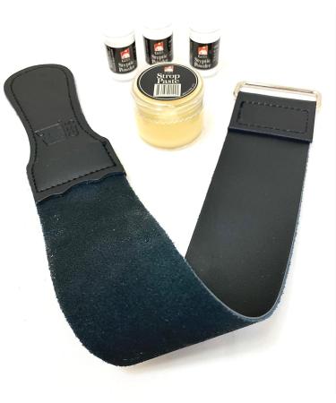 GBS Leather Strop + Strop Paste 30 ML + 3 5gram Vials of Styptic Powder