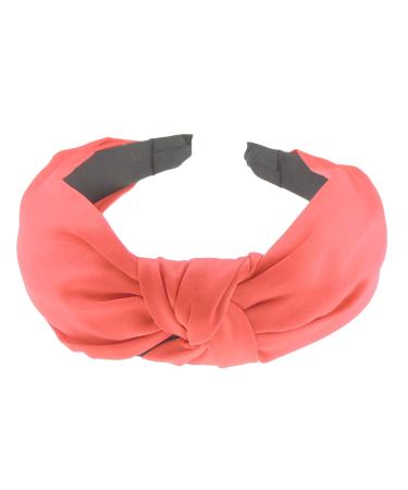 Ladies Covered Satin Party Top Knot Headband Alice Band (Red)