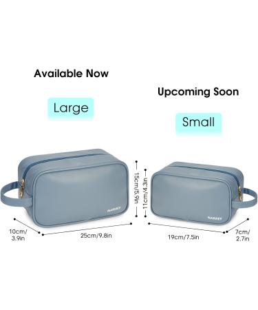 Vegan Leather Travel Toiletry Bag for Women - Greyish Blue Dopp Kit Organizer for Toiletries, Makeup & Cosmetics - Buy Online on GoSupps.com