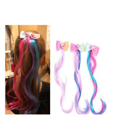 6-Piece Unicorn Hair Clips with Colored Wigs & Curly Ponytails - Princess Dress Up Headdress for Christmas - Multicolor - Buy Online on GoSupps.com