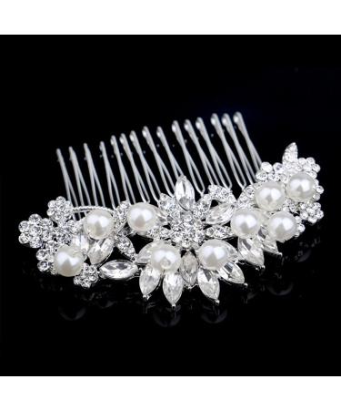 Frcolor Bridal Hair Comb - Simulated Pearl Wedding Hair Accessory (Silver) | Elegant Bridal Hair Comb for Weddings - Buy Online on GoSupps.com