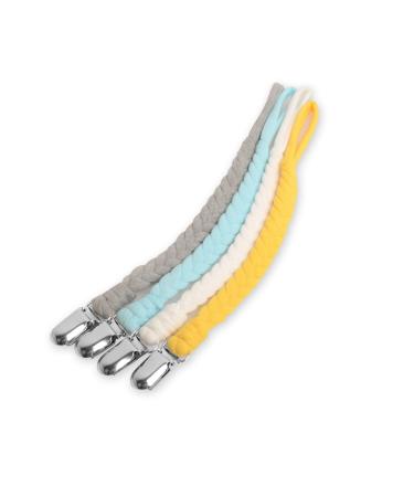EXQUILEG 4Pcs Cotton Pacifier Strap Clips - Durable Stainless Steel Clamps for Unisex Babies - Buy Online on GoSupps.com