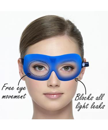 Contoured Sleep Mask - Adjustable Strap & Buckle Lock for Ultimate Comfort - Light Blocking & Travel Pouch Included - Blue - Buy Online on GoSupps.com