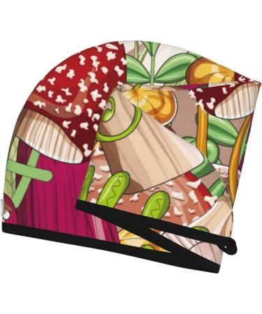 Hair Towel Wrap with Button - Quick Drying Towel Turban for Effortless Hair Care (Bright Mushrooms - Buy Online on GoSupps.com