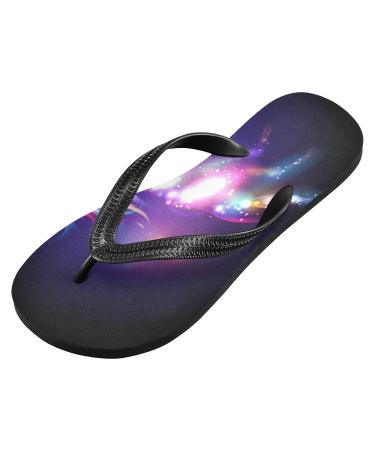 Mnsruu Unicorn Fire Starry Flip Flop Sandals - XXL Multicolored Slippers for Men & Women | Perfect for Hotel Spa Bedroom & Travel - Buy Online on GoSupps.com