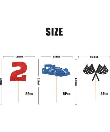 Maicaiffe Two Fast Cupcake Toppers Race Car Birthday Cupcake Toppers 2nd Birthday Two Cool Racing Party Dessert Decors Racing Party Decorations 24Pcs Glitter - Buy Online on GoSupps.com