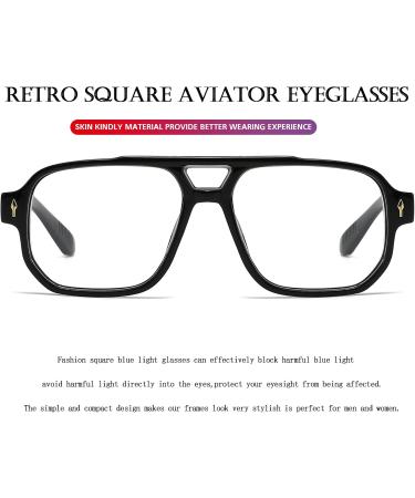PORADAY Blue Light Blocking Glasses - 70s Retro Square Aviator Eyewear for Men & Women - A1 Black - Shop Internationally - Buy Online on GoSupps.com