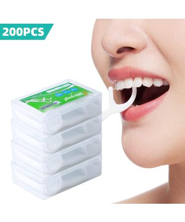 200 Dental Floss Sticks - Interdental Flossers with Toothpick Holder | Y-Form Design | Disposable Tooth Cleaner - 4 Pack - Buy Online on GoSupps.com